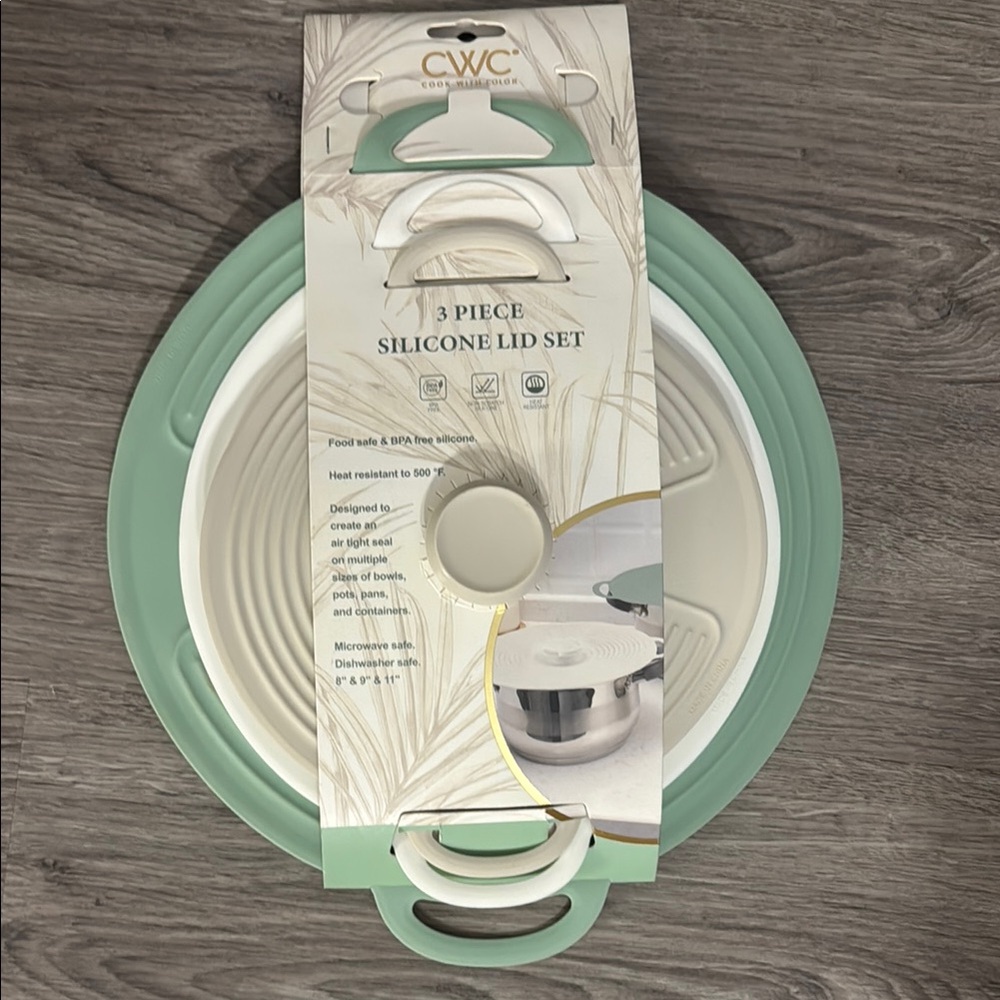 CWC 3-Piece Silicone Lid Set - Green and White